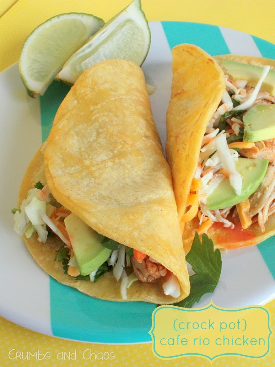 {Crock Pot} Cafe Rio Chicken | Crumbs and Chaos #slowcooker #chicken #tacos www.crumbsandchaos.dreamhosters.com