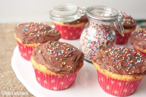 Basic Yellow Cupcakes | Crumbs and Chaos #cupcakes #dessert #chocolatefrosting www.crumbsandchaos.dreamhosters.com