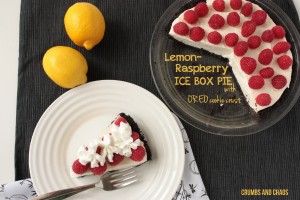 Lemon Raspberry Ice Box Pie | Crumbs and Chaos An incredible pie - creamy lemon filling perfectly complemented by tart raspberries and Oreo cookie crust. #pie #lemon #Oreo www.crumbsandchaos.dreamhosters.com