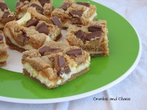 Peanut Butter Cup Cheesecake Bars | Crumbs and Chaos