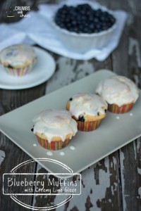 Blueberry Muffins with Creamy Lime Glaze | Crumbs and Chaos #breakfast #muffins #blueberries www.crumbsandchaos.dreamhosters.com