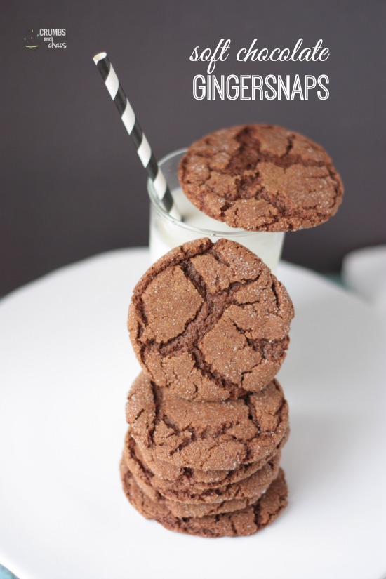 Soft Chocolate Gingersnaps |by Crumbs and Chaos on www.tasteandtellblog.com #Christmas #cookies