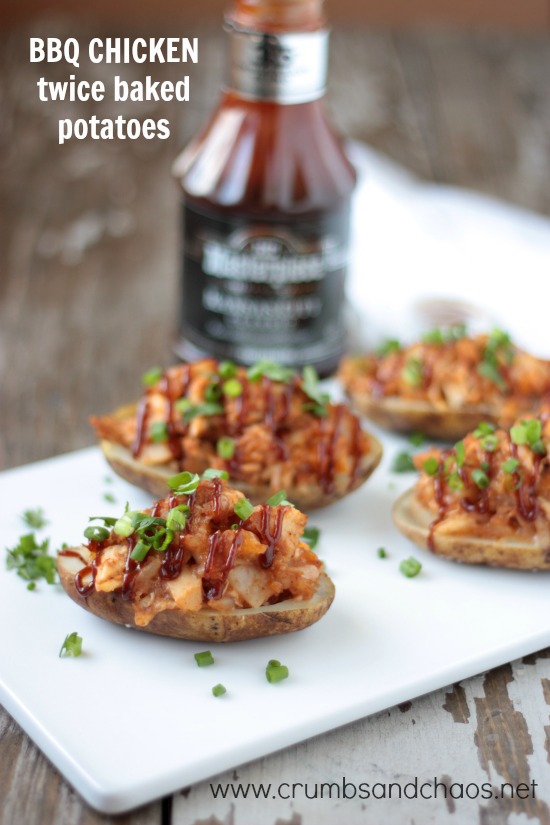 BBQ Chicken Twice Baked Potatoes | Crumbs and Chaos