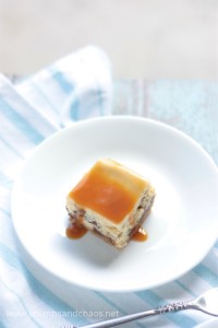 Caramel Overload Cheesecake Bars - recipe on www.crumbsandchaos.dreamhosters.com