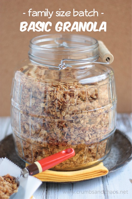 Family Size Batch Basic Granola | recipe on www.crumbsandchaos.dreamhosters.com