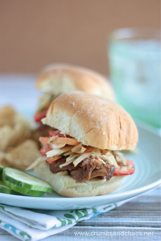 Honey Garlic Chicken Sliders with Asian Slaw | recipe on www.crumbsandchaos.dreamhosters.com