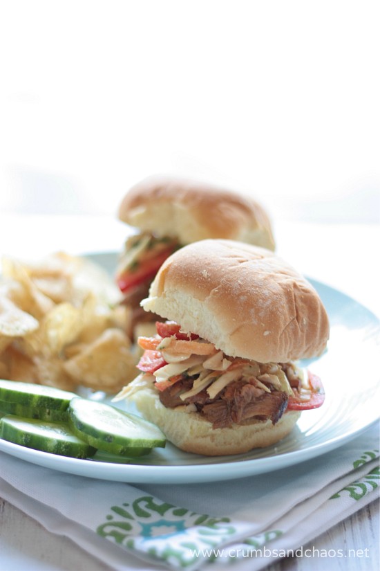 Honey Garlic Chicken Sliders with Asian Slaw | recipe on www.crumbsandchaos.dreamhosters.com