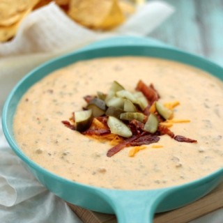 Bacon Cheeseburger Queso Dip | recipe by Crumbs and Chaos