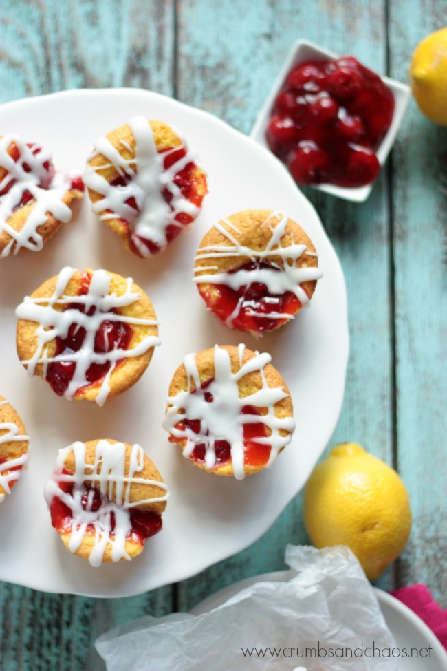 Mini Lemon Cherry Cakes | recipe on Crumbs and Chaos