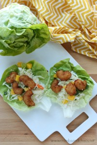 Spicy Honey Popcorn Shrimp Lettuce Wraps