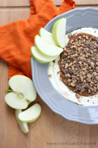 You only need 4 ingredients to make the Best Caramel Apple Toffee Dip! It'll be everyone's favorite at your next party!