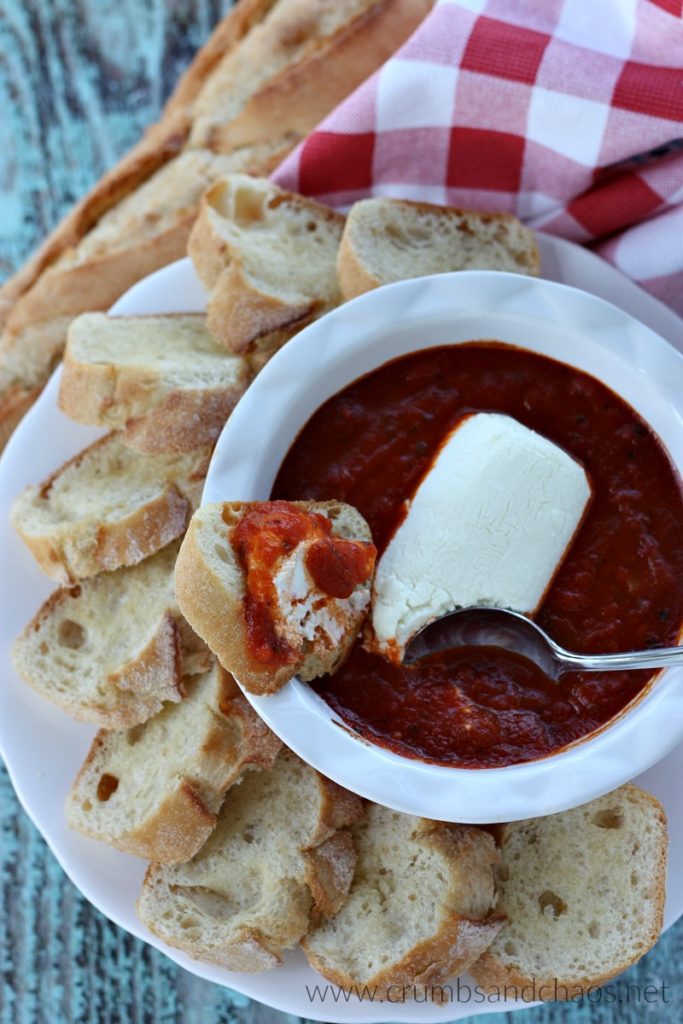 2 ingredient appetizer in 20 minutes, Goat Cheese Marinara Dip is perfect for any Italian feast!